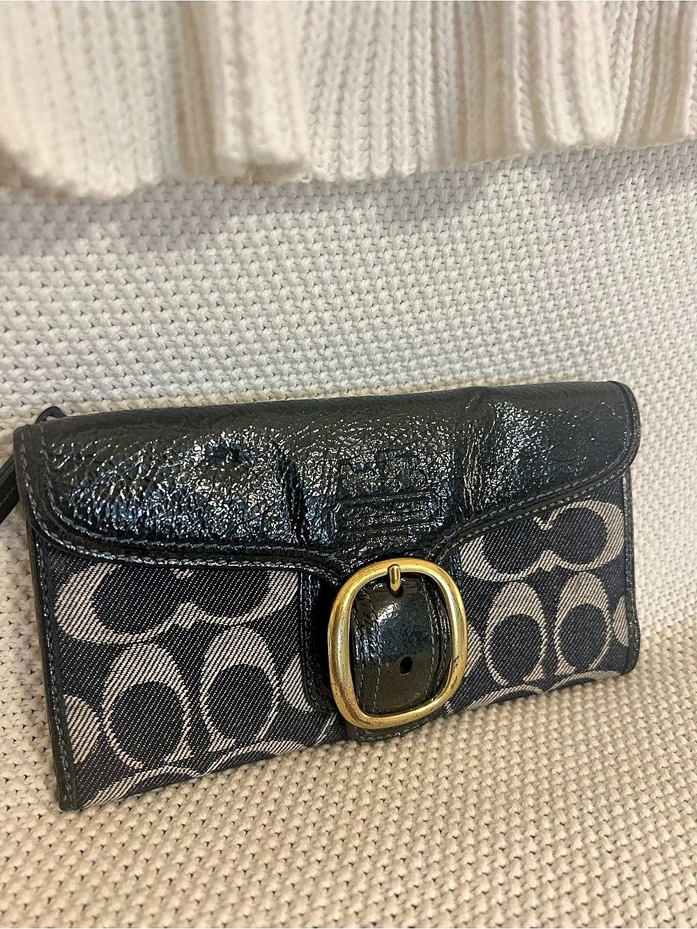 ✨ Vintage Y2K Coach Bleecker Denim Buckle Flap Wallet ✨
